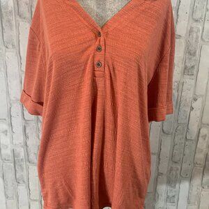 Jane+Delancy Burnt Orange 1/2 sleeve V-Neck Shirt